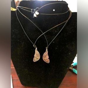 BFF butterfly necklaces with pearls